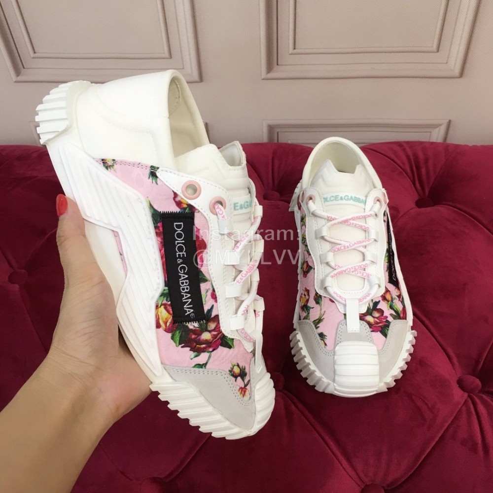 Dolce Gabbana Fashion Lace Up Casual Shoes For Women Pink