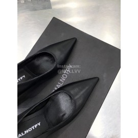 Dymalnotpy Cowhide Pointed Heel Highed Heels For Women Black