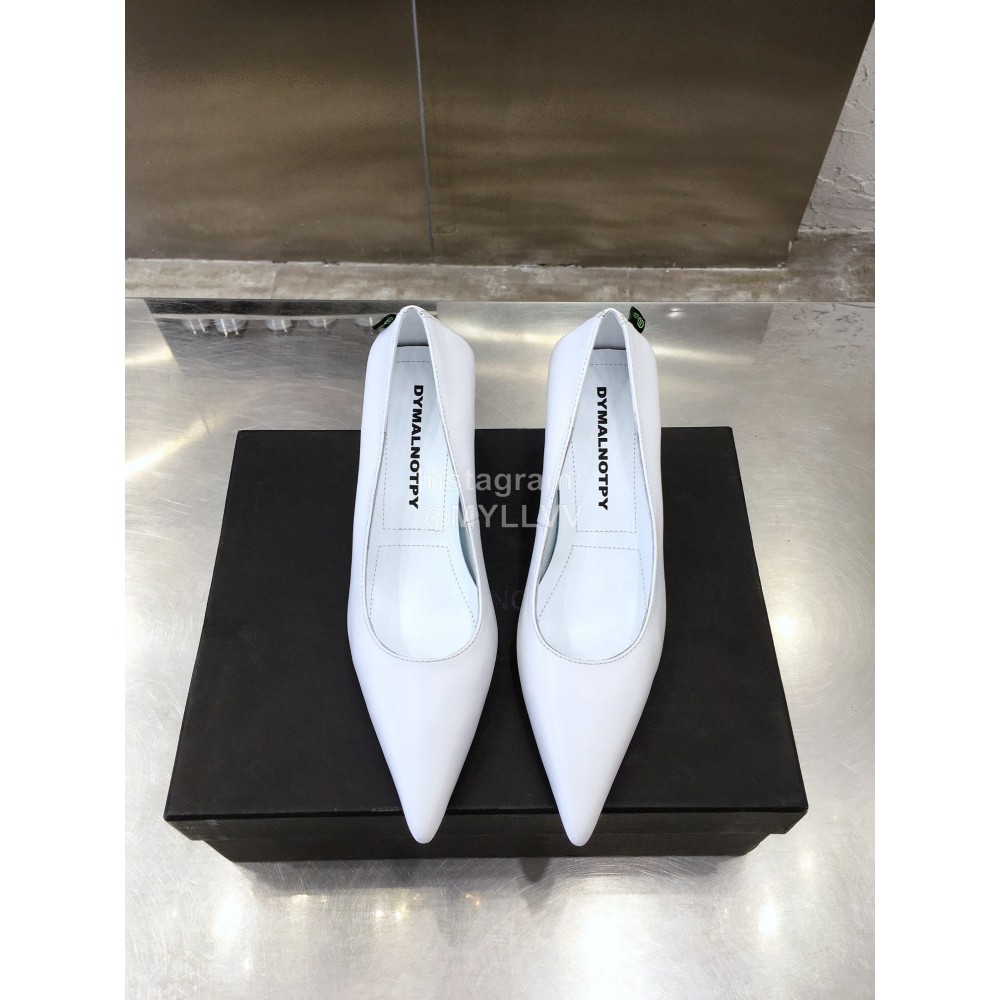 Dymalnotpy Cowhide Pointed Heel Highed Heels For Women White