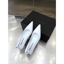 Dymalnotpy Cowhide Pointed Heel Highed Heels For Women White