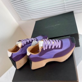 Dymonlatry Leather Nylon Thick Soled Sports Shoes For Women Purple