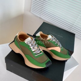 Dymonlatry Leather Nylon Thick Soled Sports Shoes For Women Green