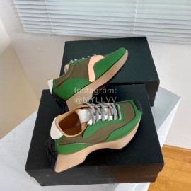 Dymonlatry Leather Nylon Thick Soled Sports Shoes For Women Green