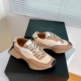 Dymonlatry Leather Nylon Thick Soled Sports Shoes For Women Coffee