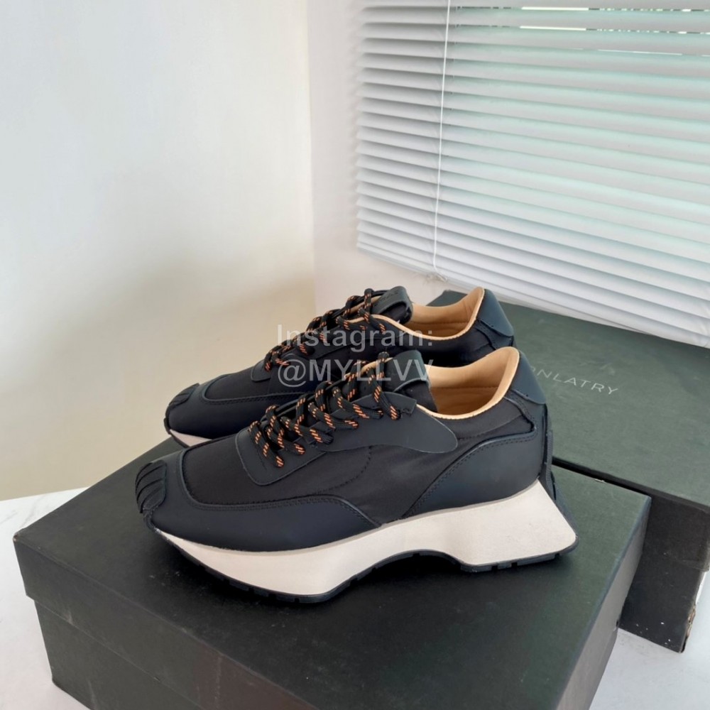 Dymonlatry Leather Nylon Thick Soled Sports Shoes For Women Black