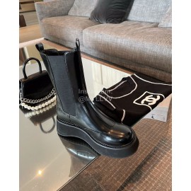 Dymonlatry Leather Thick Bottom Short Boots For Women Black