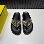 Fendi Printed Calf Leather Flip Flops For Men