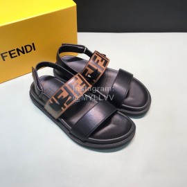 Fendi Classic Printed Calf Leather Scandals For Men Brown