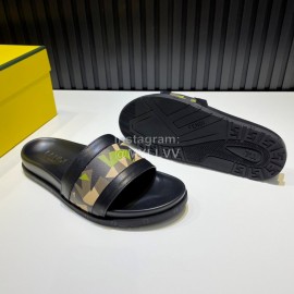Fendi Camouflage Printed Leather Slippers For Men