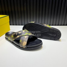Fendi Camouflage Printed Leather Cross Slippers For Men