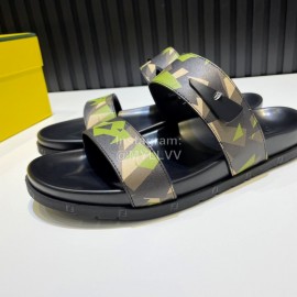 Fendi New Camouflage Printed Leather Slippers For Men