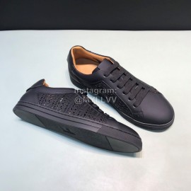 Fendi Organza Leather Lace Up Casual Sneakers For Men Black