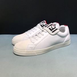Fendi New Leather Lace Up Casual Sneakers For Men White