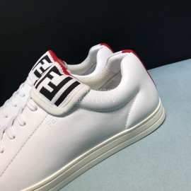 Fendi New Leather Lace Up Casual Sneakers For Men White