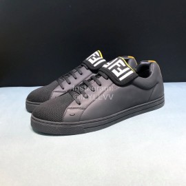 Fendi New Leather Lace Up Casual Sneakers For Men Black