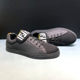 Fendi New Leather Lace Up Casual Sneakers For Men Black