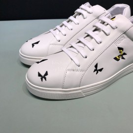 Fendi Embroidered Calf Leather Casual Sneakers For Men White