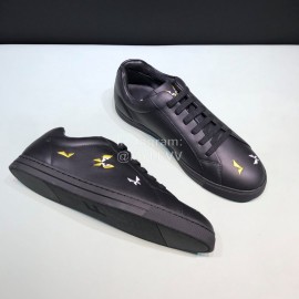Fendi Embroidered Calf Leather Casual Sneakers For Men Black