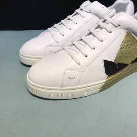 Fendi Summer Leather Casual Sneakers With Bag Bugs Eyes For Men Gold