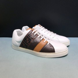 Fendi Embossed Leather Casual Sneakers For Men Brown