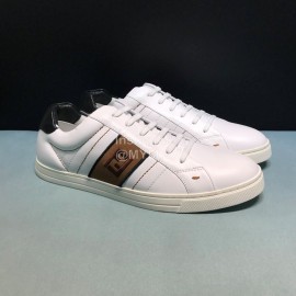 Fendi Embroidered Calf Leather Lace Up Sneakers White For Men