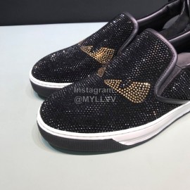 Fendi Diamond Leather Rivet Casual Sneakers With Bag Bugs Eyes For Men 