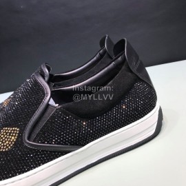 Fendi Diamond Leather Rivet Casual Sneakers With Bag Bugs Eyes For Men 