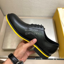 Fendi Black Calf Leather Lace Up Shoes For Men