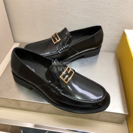 Fendi Calf Leather Shoes For Men Black