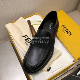 Fendi Black Calf Leather Casual Shoes For Men