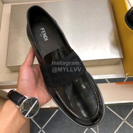 Fendi Calf Leather Casual Shoes For Men Black