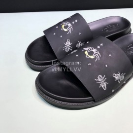 Fendi Embroidered Silk Cowhide Casual Slippers For Men Black
