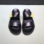 Fendi Black Leather Slippers With Bag Bugs Eyes For Men