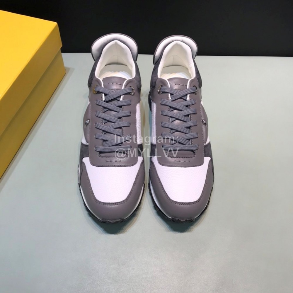 Fendi Matte Calfskin Casual Sneakers For Men Gray