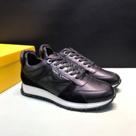 Fendi Matte Calfskin Casual Sneakers For Men Black