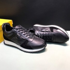 Fendi Matte Calfskin Casual Sneakers For Men Black