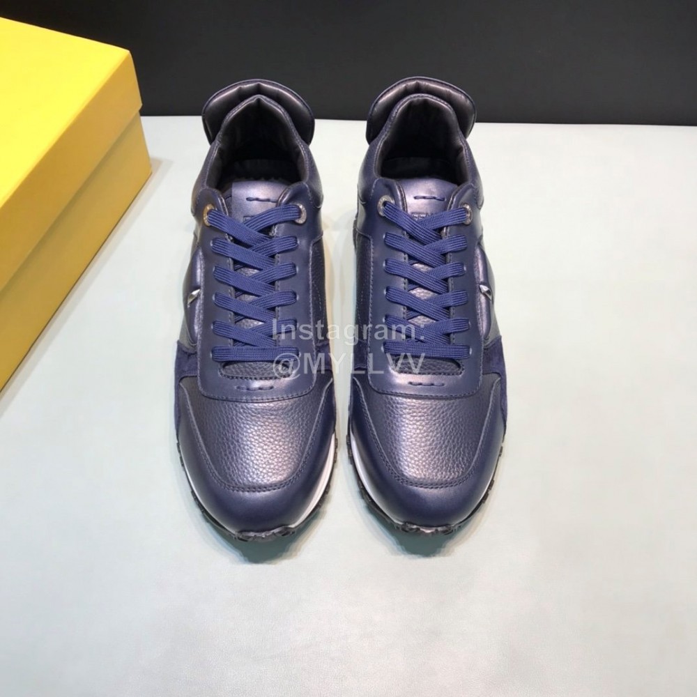 Fendi Matte Calfskin Casual Sneakers For Men Navy