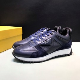 Fendi Matte Calfskin Casual Sneakers For Men Navy