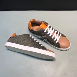 Fendi Canvas Leather Casual Lace Up Sneakers For Men 