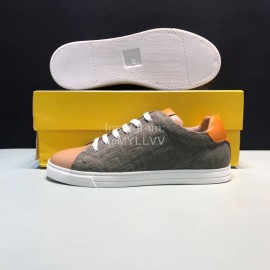 Fendi Canvas Leather Casual Lace Up Sneakers For Men 