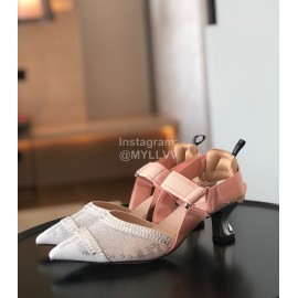Fendi New White Jacquard Ribbon Sheepskin High Heel Sandals For Women