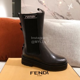 Fendi Fashion Black Leather Boots For Women