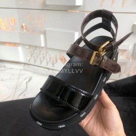 Fendi Summer Platform Black Patent Leather Sandals For Women