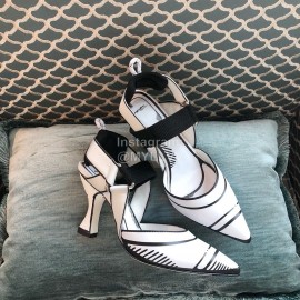 Fendi Fashion White Calf Leather High Heel Sandals For Women 