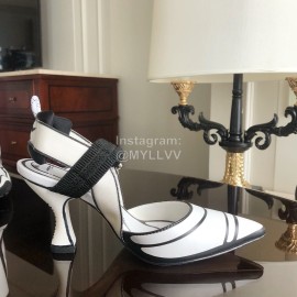 Fendi Fashion White Calf Leather High Heel Sandals For Women 