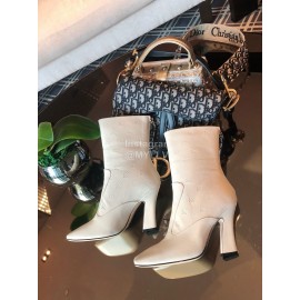 Fendi Fashion Embossed White High Heel Boots For Women 