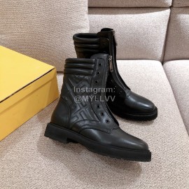 Fendi Autumn And Winter New Leather Boots For Women Black
