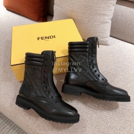 Fendi Autumn And Winter New Leather Boots For Women Black