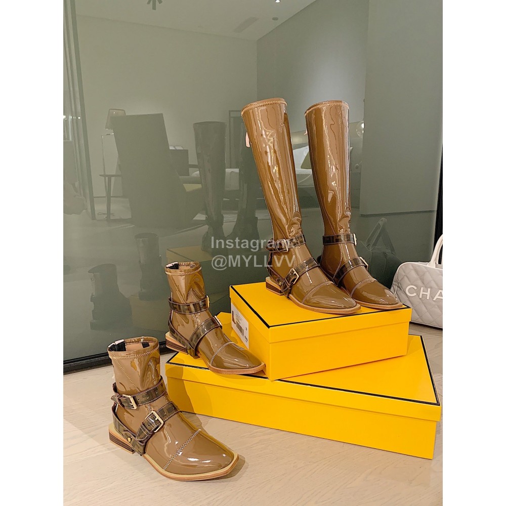 Fendi Fashion Smooth Leather Short Boots For Women Brown