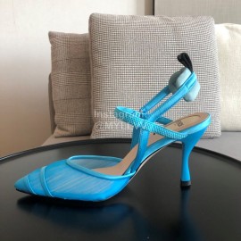 Fendi Spring And Summer New Sheepskin High Heel Sandals For Women Blue